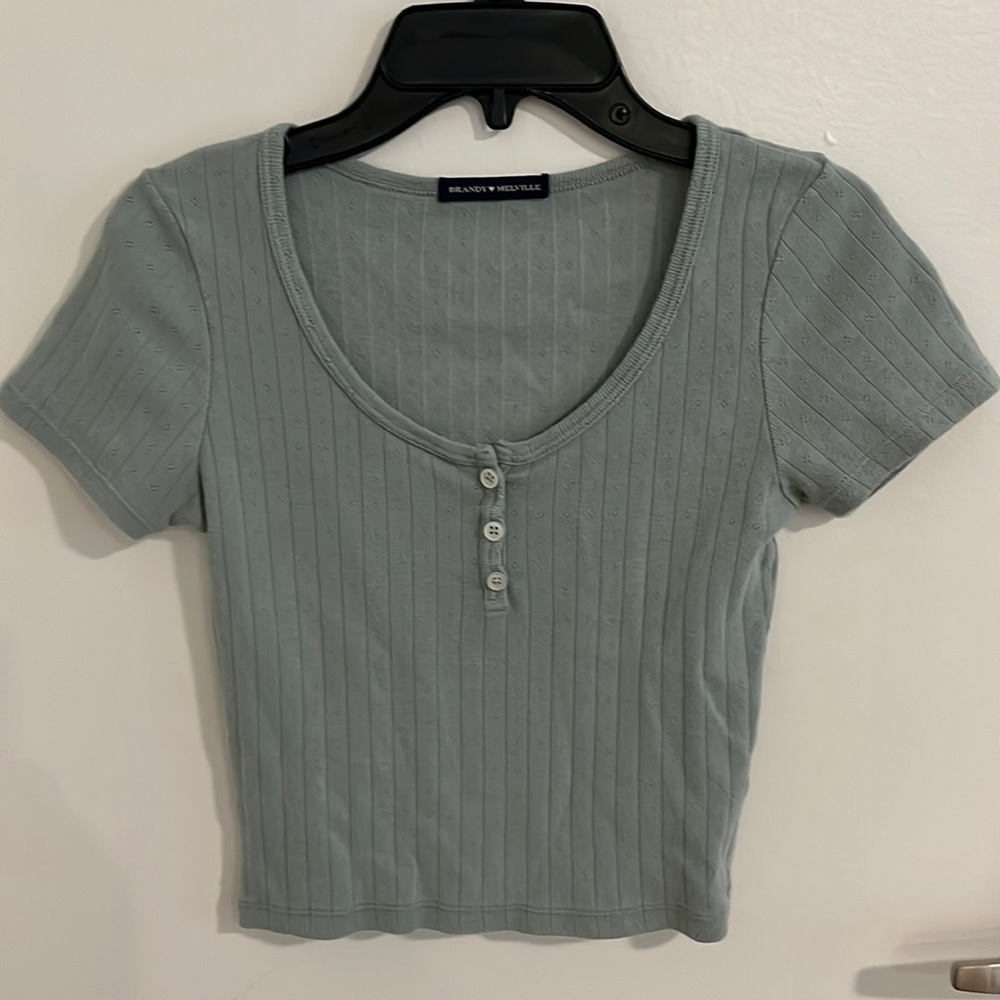 Brand Melville Scoop Tee in light green khaki